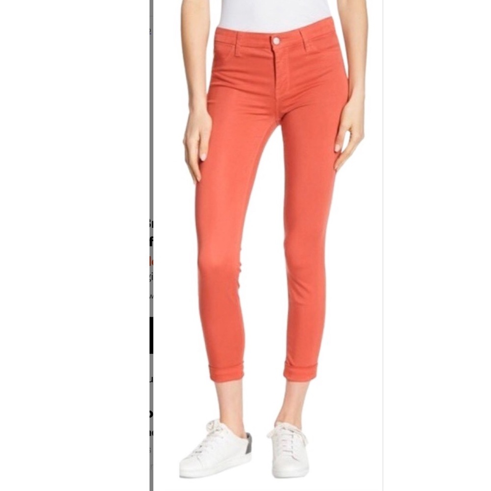 NWT J Brand Anja Clean Cuffed Crop Jeans Skinny Pink Mid-Rise Sateen Size 26